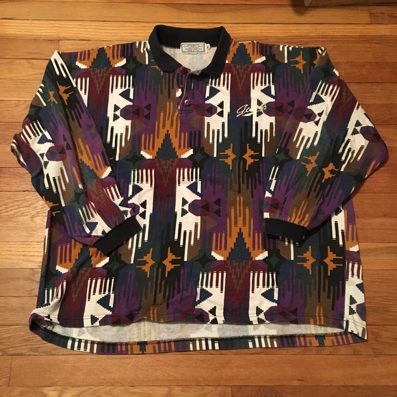 Guess Other - VINTAGE GUESS AZTEC-STYLE RUGBY